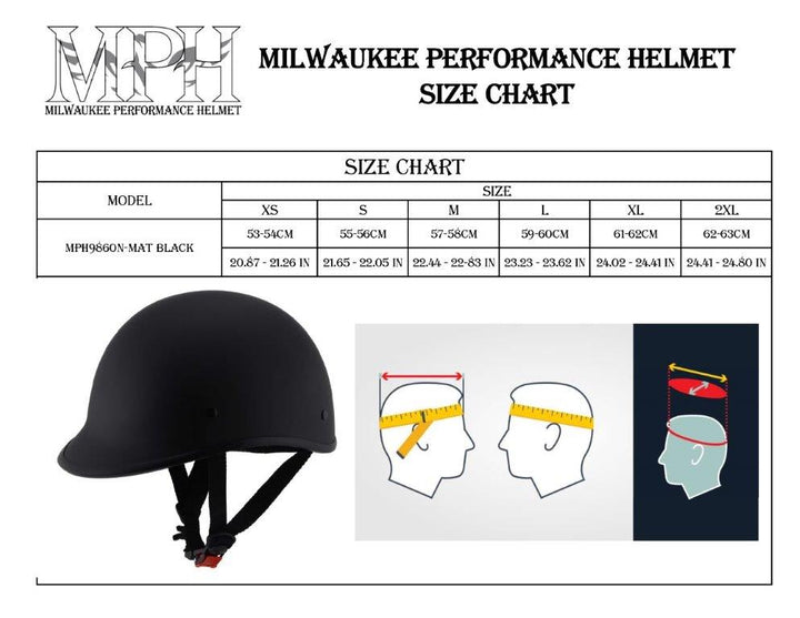 Milwaukee Performance Helmets MPH9860N Derby Novelty Matte Black Half Helmet