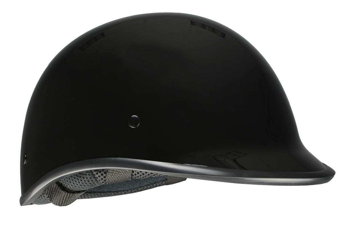 Milwaukee Performance Helmets MPH9861N 'Derby' Novelty Glossy Black Half Helmet