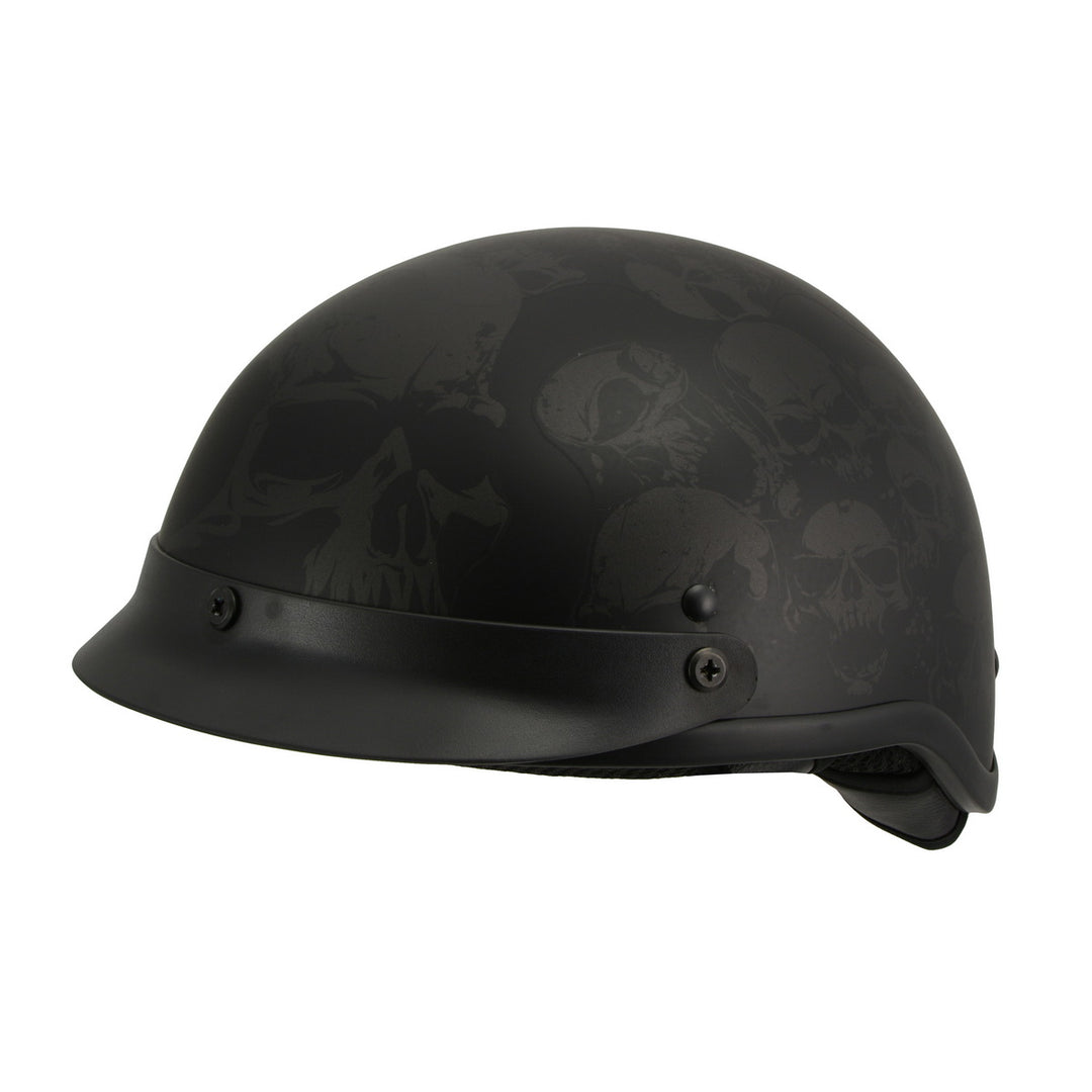 Milwaukee Helmets MPH9873N Novelty Gathering of Skulls Matte Black Half Helmet