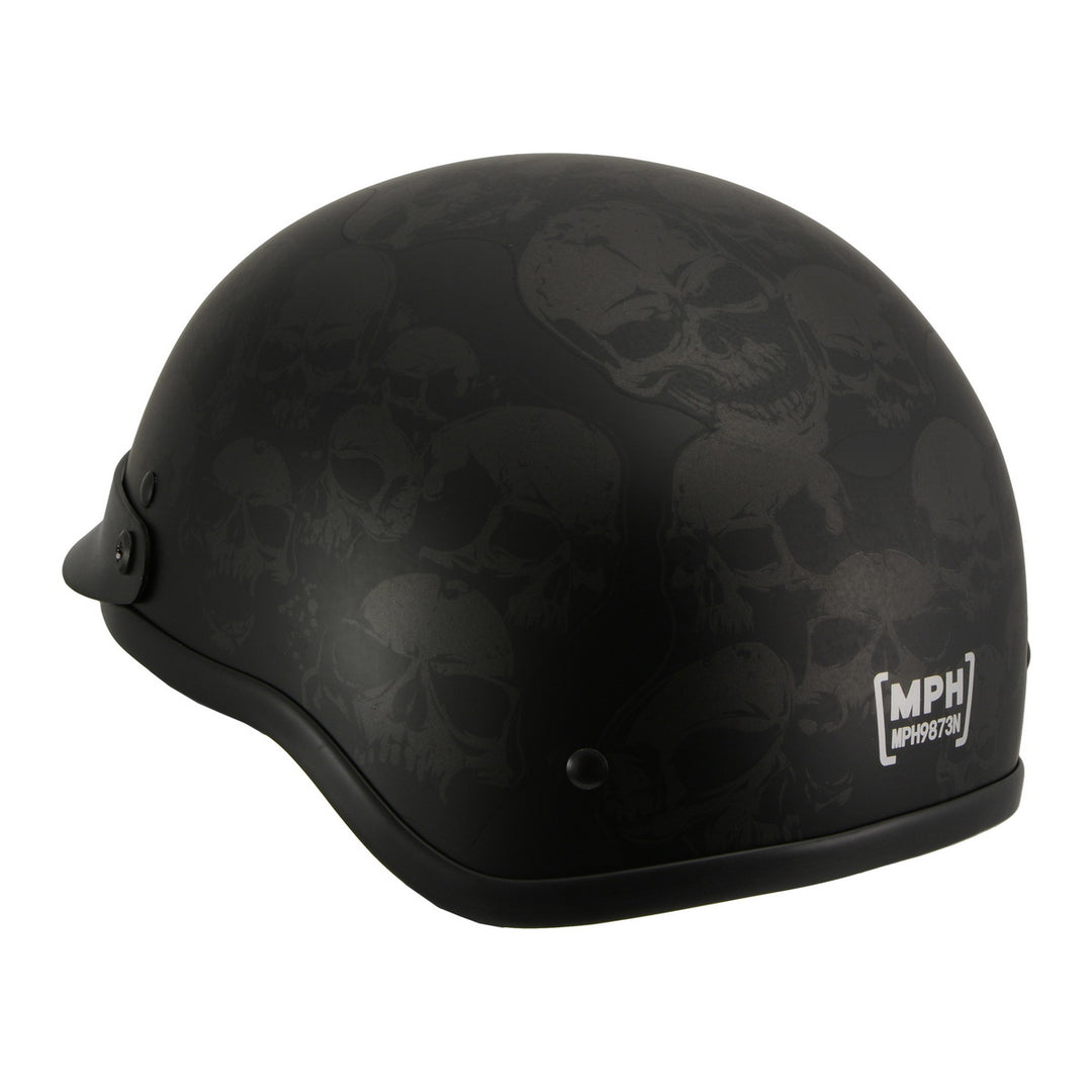 Milwaukee Helmets MPH9873N Novelty Gathering of Skulls Matte Black Half Helmet