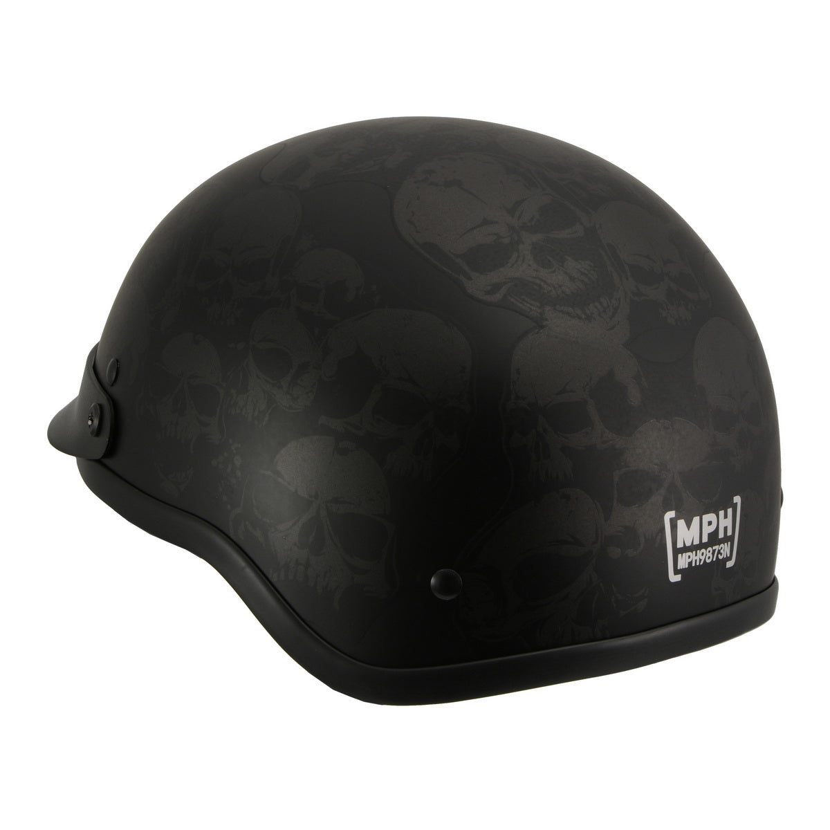 Milwaukee Helmets MPH9873N Novelty 'Gathering of Skulls' Matte Black Half Helmet