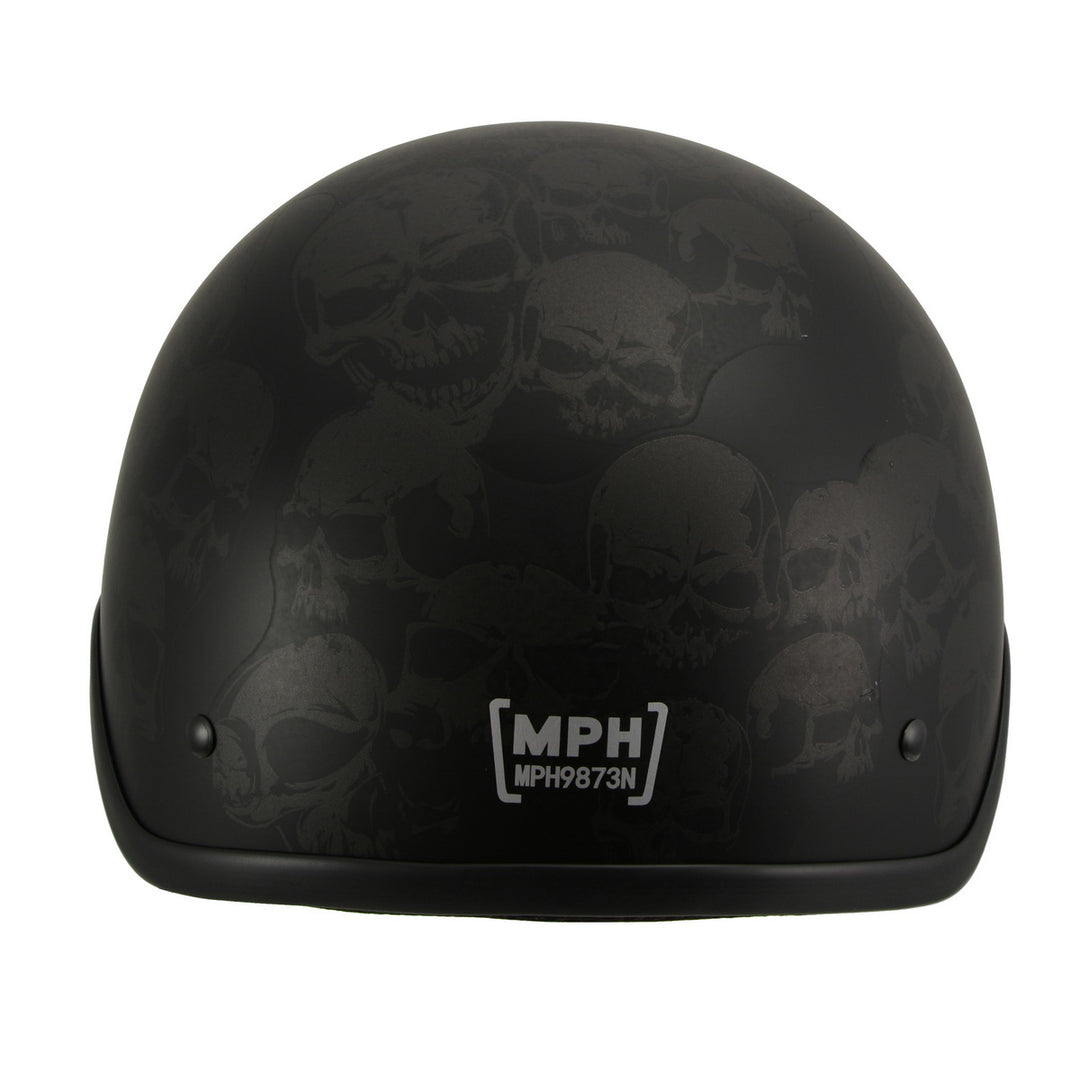 Milwaukee Helmets MPH9873N Novelty Gathering of Skulls Matte Black Half Helmet