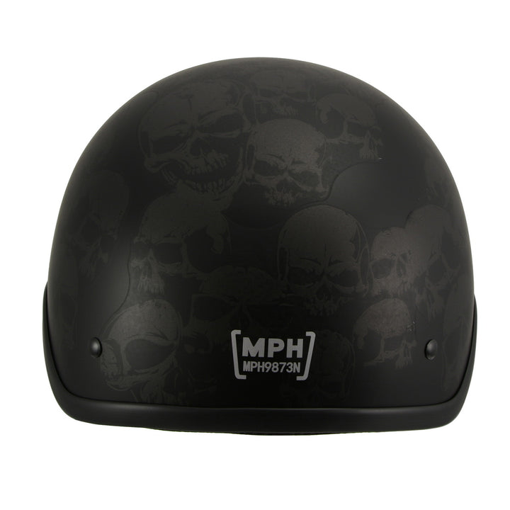 Milwaukee Helmets MPH9873N Novelty Gathering of Skulls Matte Black Half Helmet