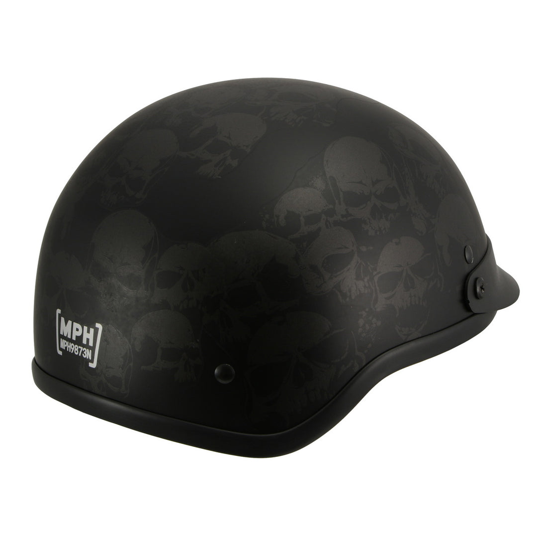 Milwaukee Helmets MPH9873N Novelty Gathering of Skulls Matte Black Half Helmet
