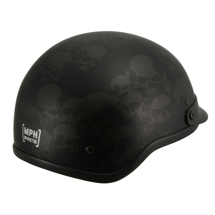 Milwaukee Helmets MPH9873N Novelty Gathering of Skulls Matte Black Half Helmet