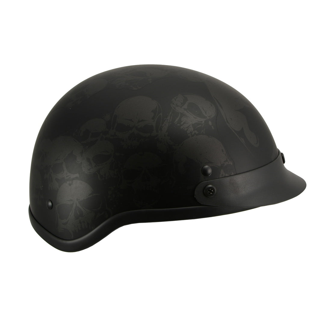 Milwaukee Helmets MPH9873N Novelty Gathering of Skulls Matte Black Half Helmet