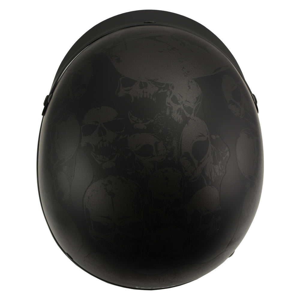Milwaukee Helmets MPH9873N Novelty Gathering of Skulls Matte Black Half Helmet