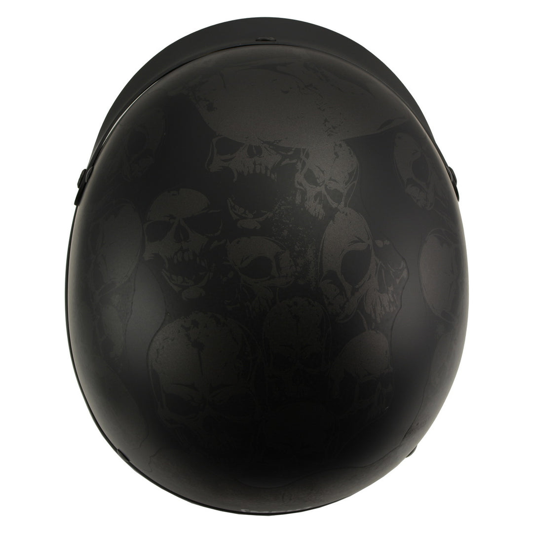 Milwaukee Helmets MPH9873N Novelty Gathering of Skulls Matte Black Half Helmet