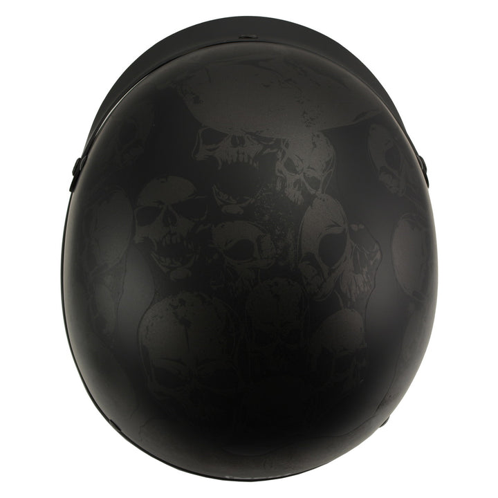 Milwaukee Helmets MPH9873N Novelty Gathering of Skulls Matte Black Half Helmet