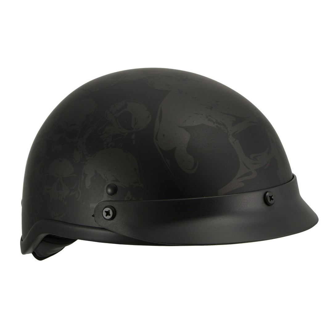 Milwaukee Helmets MPH9873N Novelty Gathering of Skulls Matte Black Half Helmet