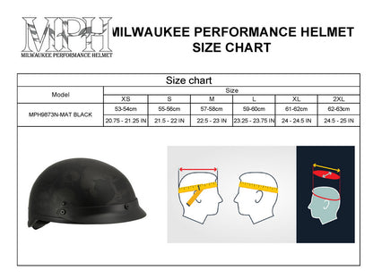 Milwaukee Helmets MPH9873N Novelty 'Gathering of Skulls' Matte Black Half Helmet