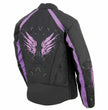 Milwaukee Leather SH1954 Women's Black and Purple Textile Jacket with Stud and Wings Detailing