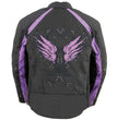 Milwaukee Leather SH1954 Women's Black and Purple Textile Jacket with Stud and Wings Detailing