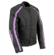 Milwaukee Leather SH1954 Women's Black and Purple Textile Jacket with Stud and Wings Detailing