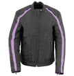 Milwaukee Leather SH1954 Women's Black and Purple Textile Jacket with Stud and Wings Detailing