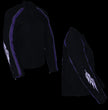 Milwaukee Leather SH1954 Women's Black and Purple Textile Jacket with Stud and Wings Detailing