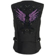 Milwaukee Leather SH1955 Ladies Black and Purple Textile Vest with Wing Embroidery