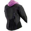 Milwaukee Leather MPL1967 Women's 3/4 Hooded Black and Purple Textile Jacket with Reflective Tribal Detail