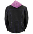 Milwaukee Leather MPL1967 Women's 3/4 Hooded Black and Purple Textile Jacket with Reflective Tribal Detail