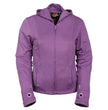 Milwaukee Leather MPL1967 Women's 3/4 Hooded Black and Purple Textile Jacket with Reflective Tribal Detail