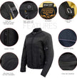 Milwaukee Leather Women's Cool Racer Black Textile Motorcycle Jacket w/ CE Armor - MPL22704