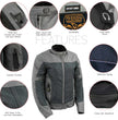 Milwaukee Leather Women's Shade Black/Grey Textile Motorcycle Jacket w/ CE Armor - MPL22707