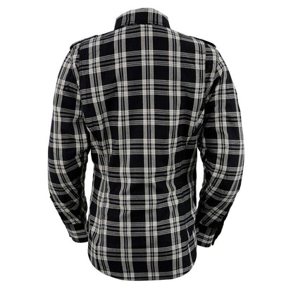 Milwaukee Leather MPL2600 Women’s Plaid Flannel Biker Shirt w/ CE Approved Armor - Reinforced w/ Aramid Fiber