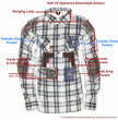 Milwaukee Leather MPL2600 Women’s Plaid Flannel Biker Shirt w/ CE Approved Armor - Reinforced w/ Aramid Fiber