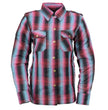 Milwaukee Leather MPL2603 Women’s Plaid Flannel Biker Shirt with CE Approved Armor - Reinforced w/ Aramid Fiber