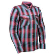 Milwaukee Leather MPL2603 Women’s Plaid Flannel Biker Shirt with CE Approved Armor - Reinforced w/ Aramid Fiber
