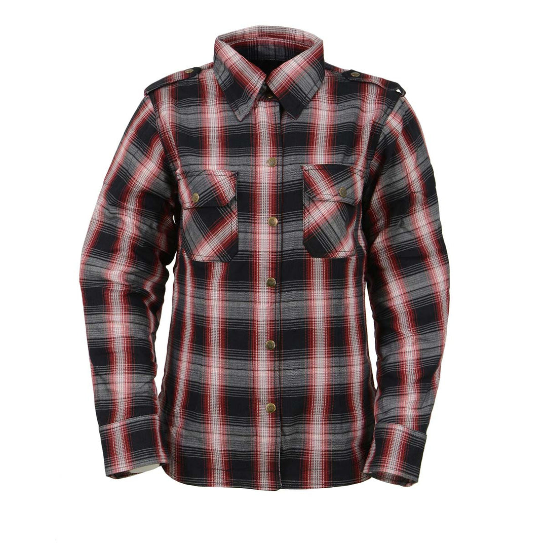 Milwaukee Leather MPL2604 Women’s Ember Flannel Biker Shirt - CE Approved Armor - Reinforced w/ Aramid Fiber