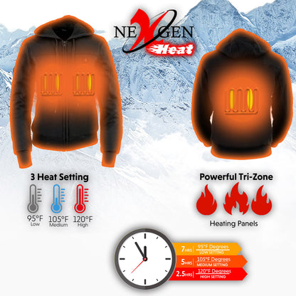 Nexgen Heat MPL2713SET12v Women's Black 'Heated' Zipper Front Hoodie (Battery Pack Included)