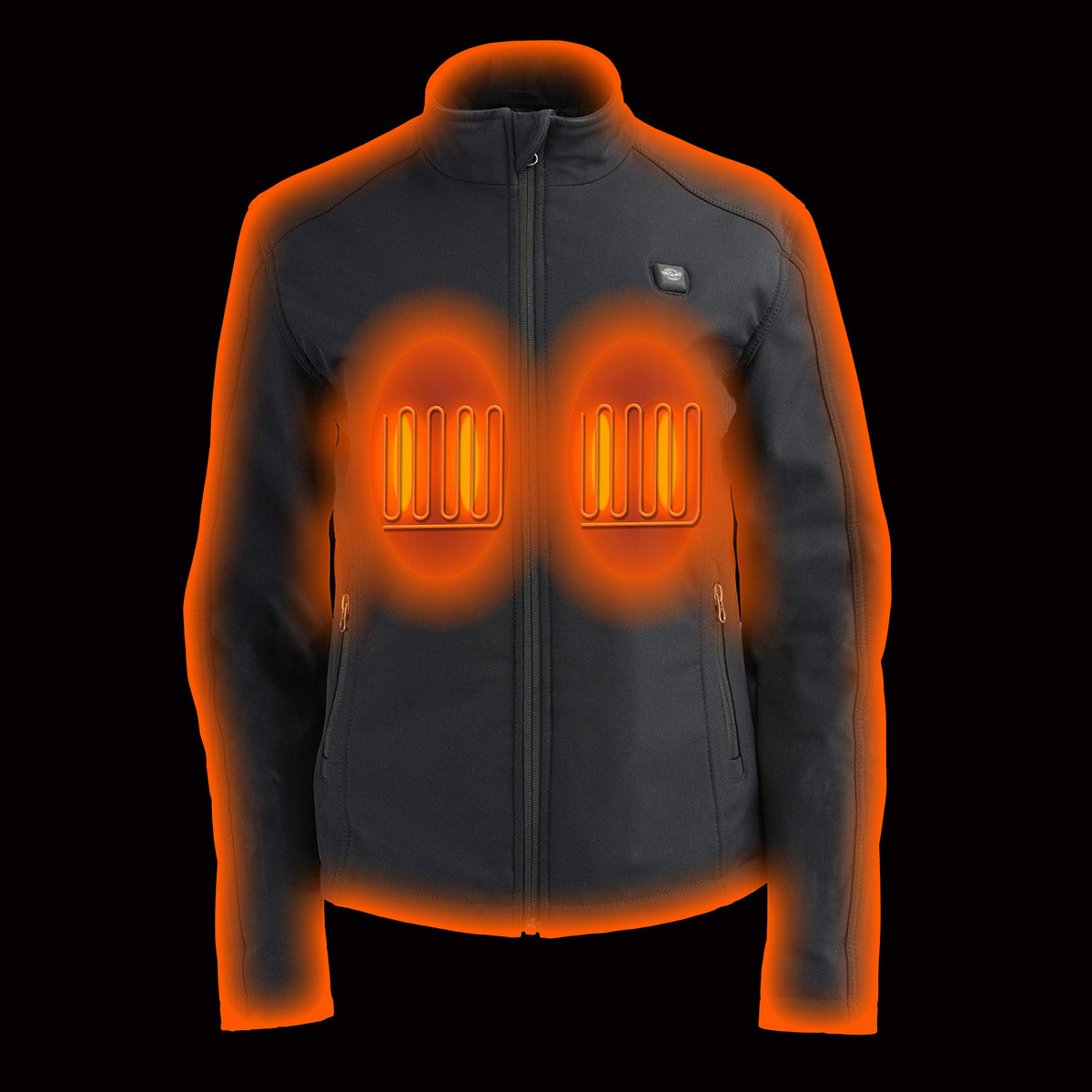 Nexgen Heat NXL2760SET Women's Black 'Heated' Soft Shell Jacket Front Zipper - Warming Jacket for Hiking Riding