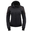 Milwaukee Leather MPL2764 Women's Black Soft Shell Armored Motorcycle Racing Style Jacket with Hoodie
