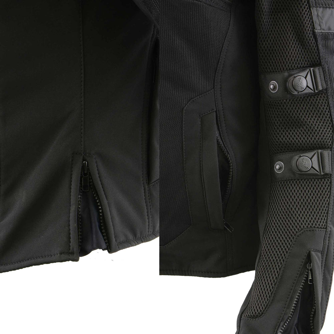 Milwaukee Leather MPL2775 Black Armored Textile Motorcycle Jacket for Women - All Season Jacket w/ Removable Liner