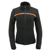 Milwaukee Leather MPL2783 Women's Black Micro Fleece Zipper Front Jacket with Orange Stripe