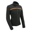 Milwaukee Leather MPL2783 Women's Black Micro Fleece Zipper Front Jacket with Orange Stripe