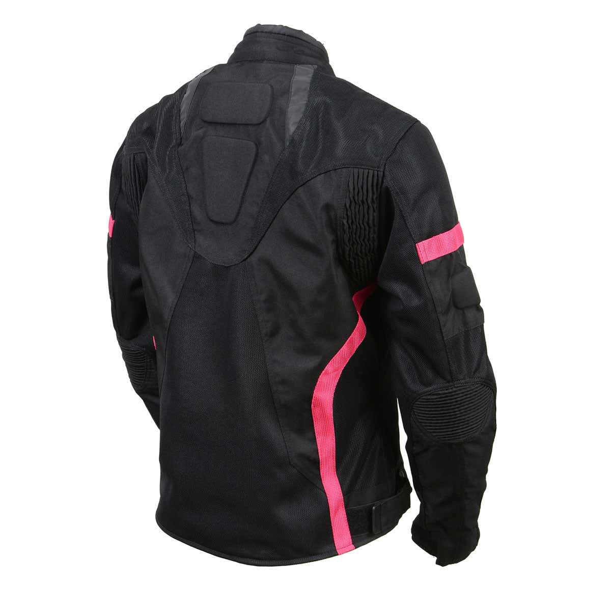 Milwaukee Leather MPL2794 Black and Pink Mesh/Textile Armored Motorcycle Racer Jacket for Women - All Season Jackets