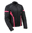 Milwaukee Leather MPL2794 Black and Pink Mesh/Textile Armored Motorcycle Racer Jacket for Women - All Season Jackets
