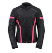 Milwaukee Leather MPL2794 Black and Pink Mesh/Textile Armored Motorcycle Racer Jacket for Women - All Season Jackets