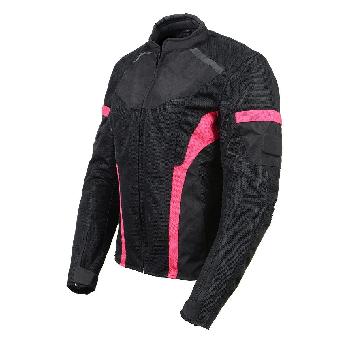 Milwaukee Leather Damen Lederjacke – Racer Style Mit Crinkled-Arm-Details In Schwarz/Rosa