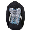 Milwaukee Leather MPLH228001 Women's 'Angel Roses' Zip Up Hooded Black Sweat Shirt - 2X-Large