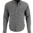 Milwaukee Leather MPM1621 Men's Grey CE Armored Long Sleeve Motorcycle Riders Shirt w/ Reinforced w/ Aramid Fibers