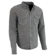 Milwaukee Leather MPM1621 Men's Grey CE Armored Long Sleeve Motorcycle Riders Shirt w/ Reinforced w/ Aramid Fibers
