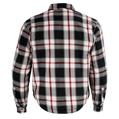 Milwaukee Leather MPM1625 Men's Plaid Flannel Biker Shirt with CE Approved Armor - Reinforced w/ Aramid Fibers