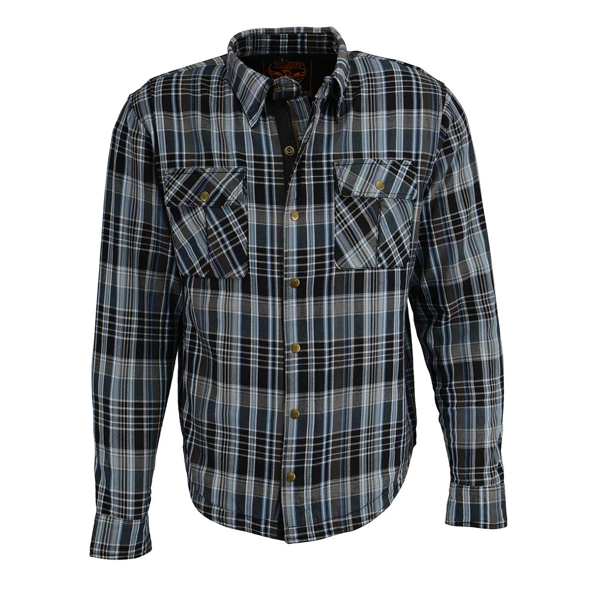 Milwaukee Leather MPM1626 Men's Plaid Flannel Biker Shirt with CE Approved Armor - Reinforced w/ Aramid Fiber