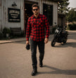 Milwaukee Leather MPM1631 Men's Plaid Flannel Biker Shirt with CE Approved Armor - Reinforced w/ Aramid Fiber