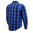 Milwaukee Leather Men's Plaid Flannel Blue Biker Shirt with CE Approved Armor Reinforced w/Aramid Fiber MPM1634