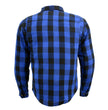 Milwaukee Leather Men's Plaid Flannel Blue Biker Shirt with CE Approved Armor Reinforced w/Aramid Fiber MPM1634