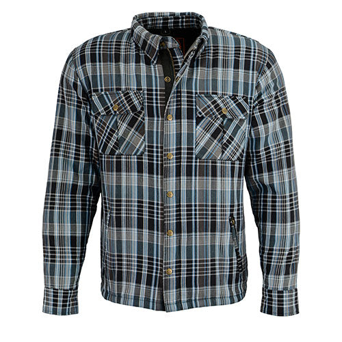 Milwaukee Leather MPM1636 Men's Plaid Flannel Biker Shirt with CE Approved Armor - Reinforced w/ Aramid Fiber